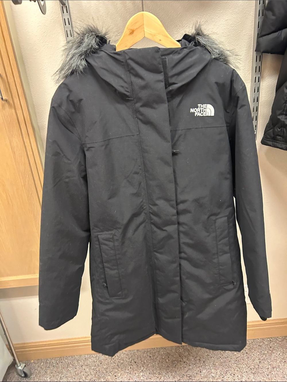 The North Face Women's Black Parka with Faux-Fur Trim